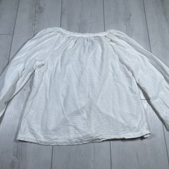 Marine Layer Shirt Women Small Nixi Puff Sleeve Top Collarless Boho White - Picture 5 of 9